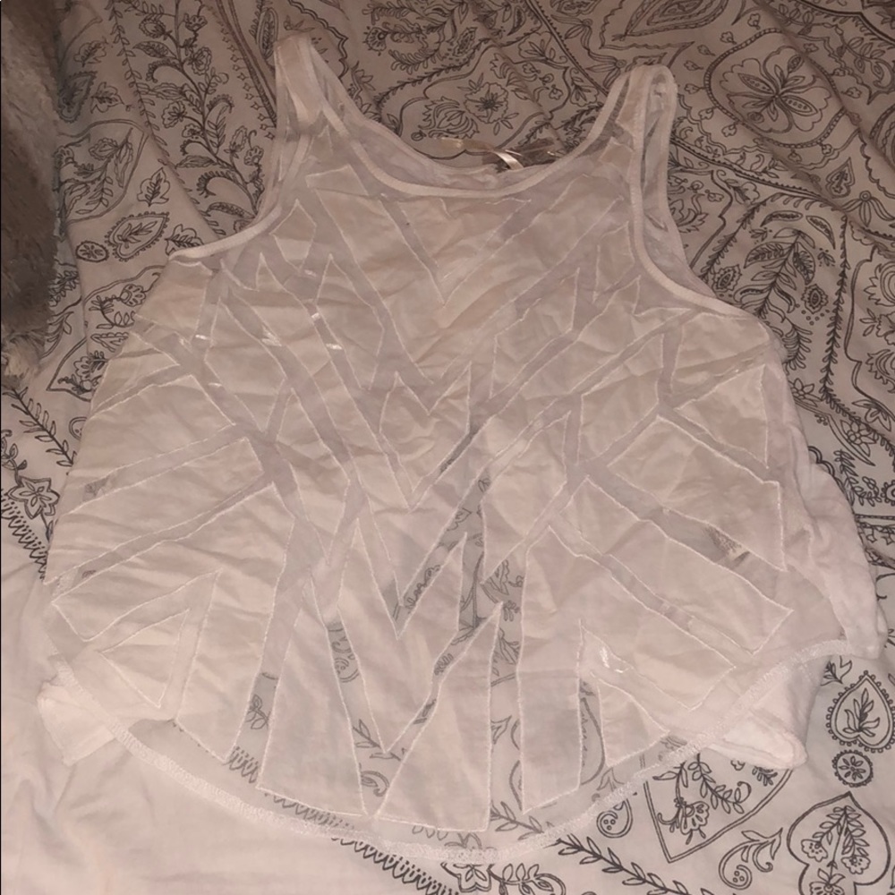 White Sheer Design Loose Tank
